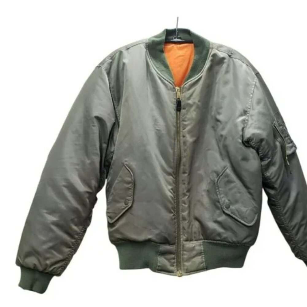 USAF MA-1 Intermediate Jacket Mil-J-6141 Sz L Olive Green Military Flight Bomber